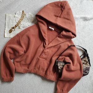 Clay Colored Hooded Women's Top Size Small Like New